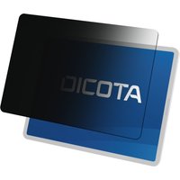 Dicota 13" tablet privacy filter, black tint, rectangular, partially covering a blue screen with Dicota logo.