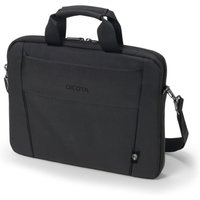 Black Dicota Eco Slim Case BASE 14.1" with handles, front pocket, and detachable shoulder strap.