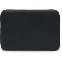 Black DICOTA laptop sleeve for 10-11.6" devices, sleek design with a smooth texture and zippered closure.
