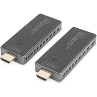 Black Digitus 4K Wireless HDMI Extender Set with HDMI connectors and vented sides, compact rectangular design.