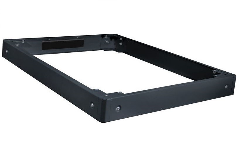 Black metal base for Varioflex-N network enclosure, featuring a sturdy rectangular frame with mounting points and a sleek, modern design.