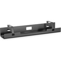 Black Digitus cable management duct with rectangular slots and mounting brackets.