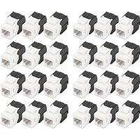 White and black Digitus CAT 6 Keystone modules, unshielded, arranged in four rows of six, totaling 24 pieces.