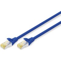 Blue Digitus CAT 6A S/FTP patch cable with gold-plated connectors and blue strain relief boots.