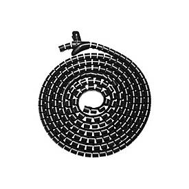 Black flexible spiral tube made of PET, measuring 5m in length and 30mm in diameter, designed for cable management with a textured surface for grip.