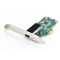 Digitus Gigabit SFP PCI Express Card with green circuit board, silver bracket, and black heatsink.