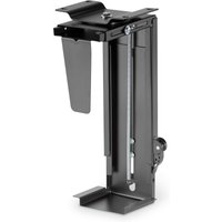 Black Digitus Universal PC Mount with adjustable bracket, easy-locking mechanism, and desk mounting capability.