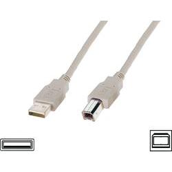 Light gray Digitus USB-A to USB-B connection cable, 1.8 meters long, featuring standard USB connectors on both ends for reliable data transfer.