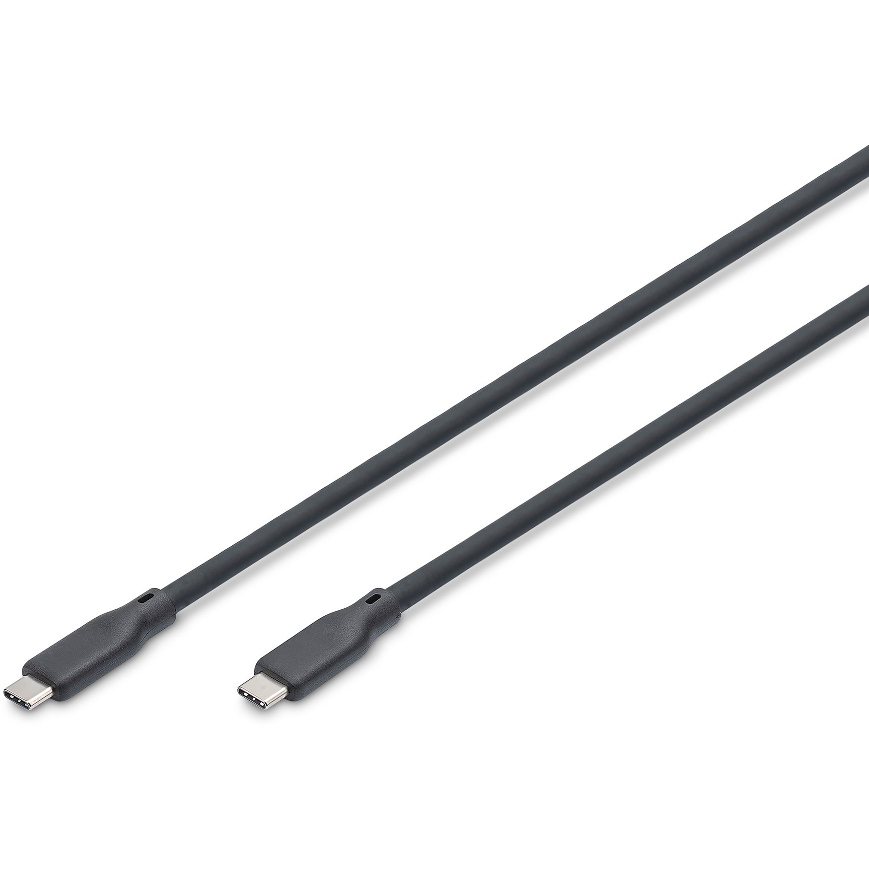 Black silicone USB cable, 0.5m long, featuring USB Type-C connectors on both ends, supports data transfer speeds up to 10Gbps.