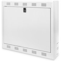 White Digitus wall mounting cabinet for DVR with vented panels and a lockable front door.