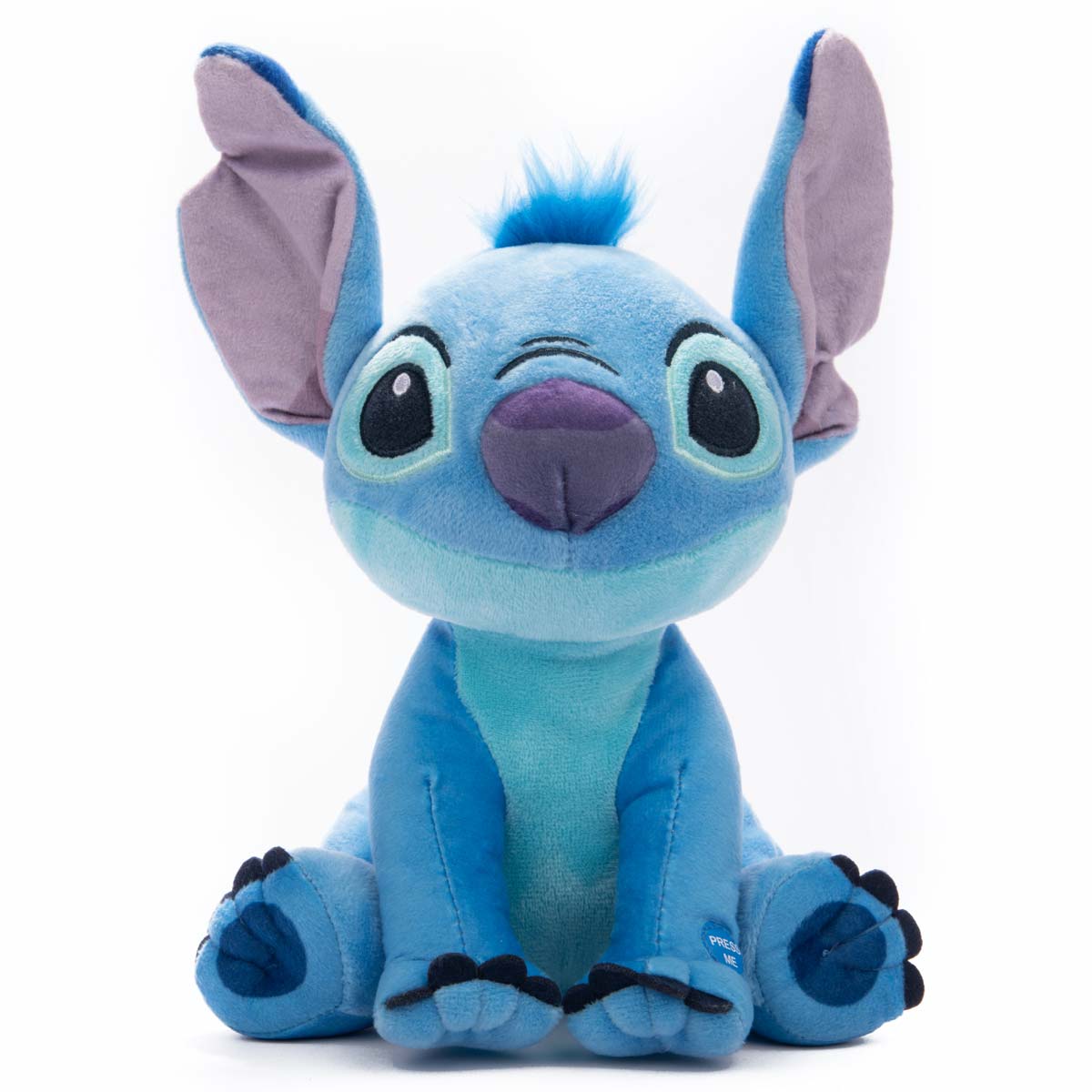 Soft plush toy of Stitch from Disney's Lilo & Stitch, featuring a bright blue body, large ears, and expressive eyes, measuring 20cm in height.