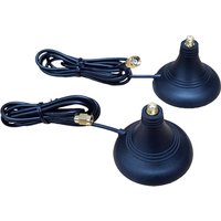 Black DrayTek ANT-BAS4G antenna base with gold connectors and attached cables, set of two.