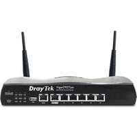 Black DrayTek Vigor 2927Lac router with dual antennas, multiple Ethernet ports, and LED indicators on the front panel.