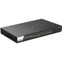 Black DrayTek Vigor 3912 VPN router with multiple Ethernet ports and sleek, rectangular design.