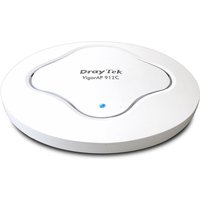 White DrayTek VigorAP 912C wireless access point with circular design and central LED indicator.