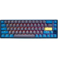 Ducky One3 Daybreak SF keyboard, blue casing, multicolor keys, yellow accent key, compact layout.