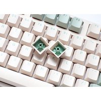 Beige Ducky One3 Matcha keyboard with green key switches, UK layout, and USB connection.