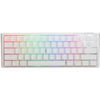 White Ducky One3 Mini keyboard with RGB backlit keys, compact design, and UK English layout.