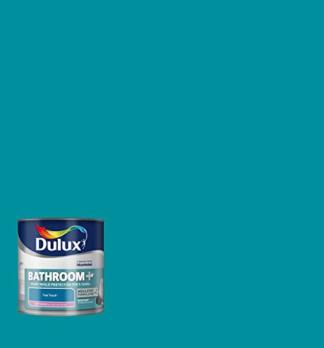 Dulux Easycare Bathroom Soft Sheen paint can in Teal Touch color, 2.5L, featuring a vibrant teal shade with a glossy finish and clear labeling on the front.