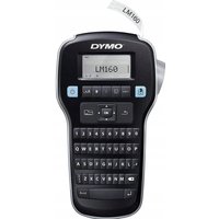 Black DYMO LabelManager 160 label printer with QWERTY keyboard and small display screen.