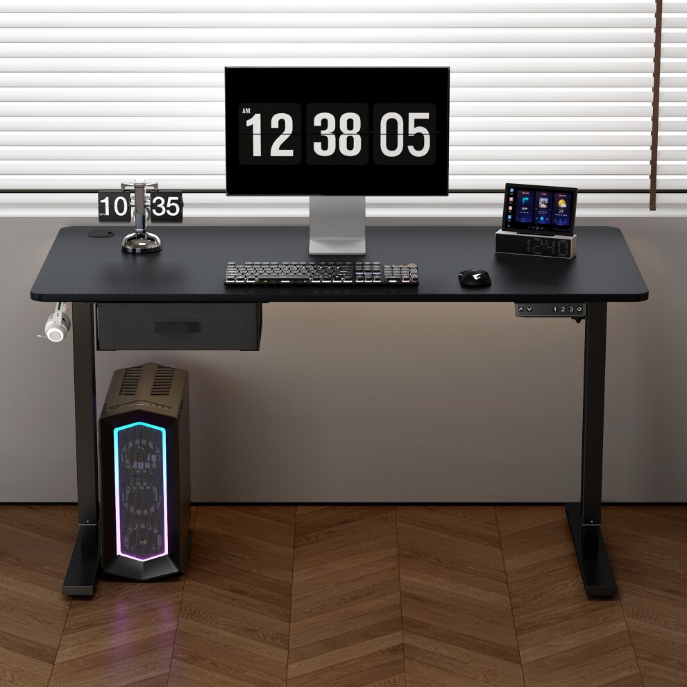 Easton Black Height Adjustable Standing Electric Computer Desk 140cm - image 3