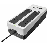 Black and white Eaton 3S550B UPS with 6 AC outlets and USB port, compact rectangular design.