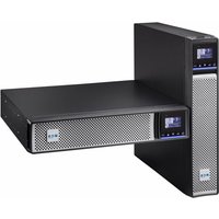 Black Eaton UPS with digital display, silver mesh front, 10 AC outlets, 3 kVA, 3000 W, tower and rackmount options.