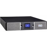 Black Eaton UPS with digital display, mesh vents, and 10 AC outlets, rectangular design for rack mounting.