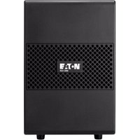 Black Eaton 9SX EBM UPS battery cabinet tower with vented front panel and Eaton logo in the center.