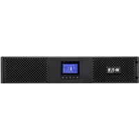 Black Eaton UPS with LCD display, 6 AC outlets, and perforated front panel design.
