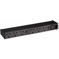 Black Eaton EFLX6B PDU, 1U rack-mountable, with 6 AC outlets and a power switch on the front panel.