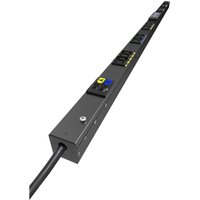 Black Eaton PDU with 24 AC outlets, 39U size, elongated rectangular design, visible power cord and switch.