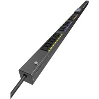 Black Eaton PDU with 42 AC outlets, 39U size, elongated rectangular design with visible power cable.