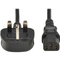 Black Eaton power cable, 1m length, with BS 1363 plug and IEC C13 connector.
