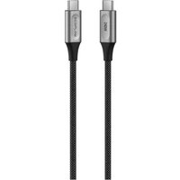 Black braided EcoFlow Rapid Pro USB C cable 1.8 m with silver connectors.