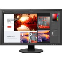 Black EIZO ColorEdge CS2740-BK monitor, 26.9", 3840x2160 resolution, slim bezel, displaying vibrant images.