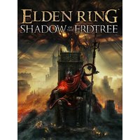 "Elden Ring Shadow of the Erdtree Edition cover with dark fantasy art, featuring a throne and fiery landscape."