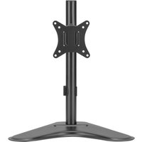 Black electriQ monitor arm with VESA mount, adjustable height, and sturdy base for up to 32" screens.
