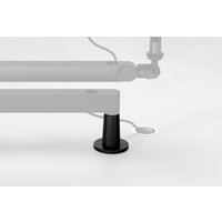 Black Elgato microphone desk mount with circular base and adjustable arm attachment.