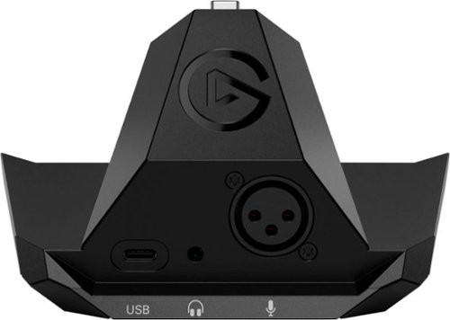 Black Elgato 10GBM9901 microphone accessory featuring a triangular base, USB and microphone inputs, and a prominent Elgato logo on the front.