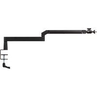 Black Elgato Wave Mic Arm LP with adjustable joints, desk clamp, and sleek low-profile design for broadcast microphones.