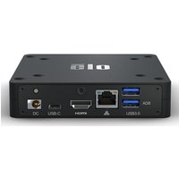 Black Elo Touch Solutions Backpack 4 with multiple ports including USB-C, HDMI, Ethernet, and USB 3.0 on the front panel.