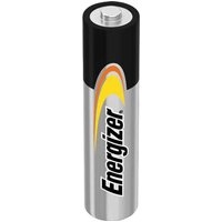 Silver Energizer Industrial AAA battery with black top and orange-yellow swoosh logo.