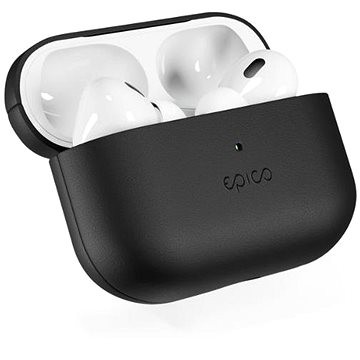 Black EPICO headphone accessory case with a smooth finish, featuring a white interior and a small LED indicator on the front.