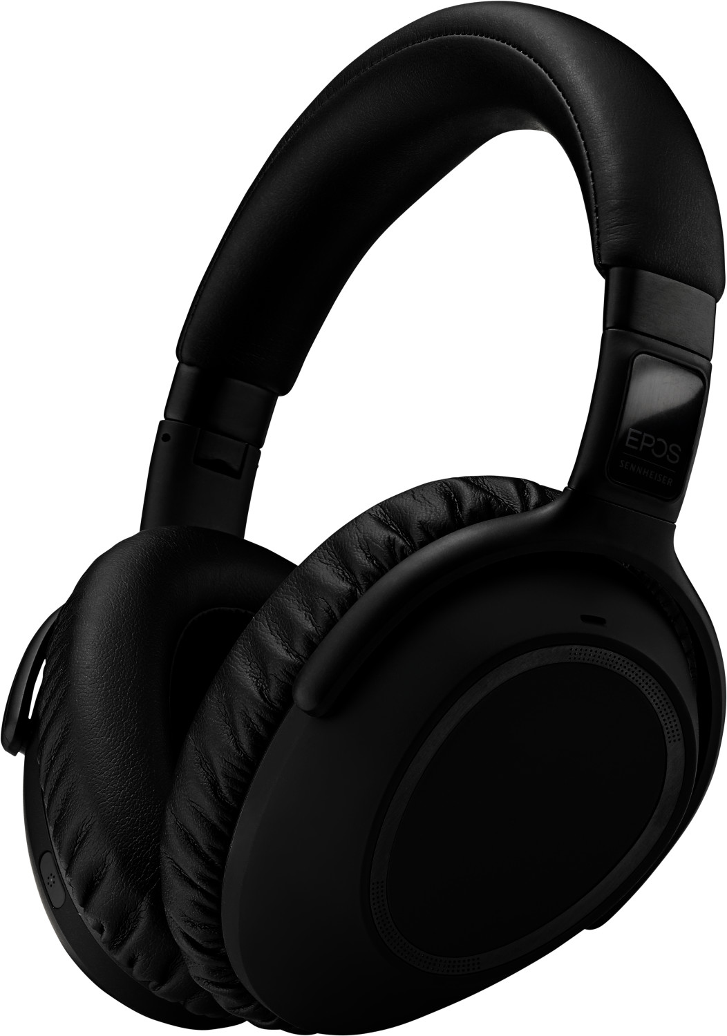 Black stereo USB-A Bluetooth headset with cushioned ear pads, adjustable headband, and sleek design, featuring the Epos logo on the side.