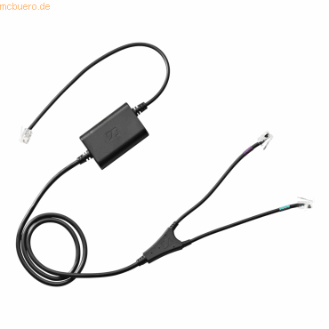 Black Epos Cehs-ci 04 cable with a rectangular control box, featuring two thin wires ending in clear connectors, designed for audio devices.