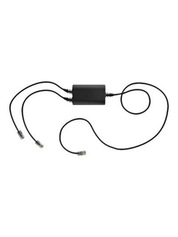 Black Epos Cehs-sn 01 audio adapter with two connected cables, featuring clear connectors at the ends, designed for audio device connectivity.