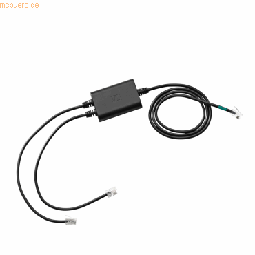 Black Epos Cehs-sn 02 adapter with two black cables and a single connector, designed for audio devices, featuring a compact rectangular body.