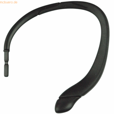 Black, flexible neckband headset with a sleek design, featuring a curved shape and a smooth finish, ideal for comfortable, hands-free communication.