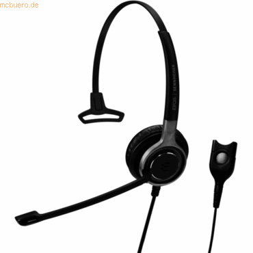 Black EPOS SC630 ED Mono Headset featuring a sleek design, adjustable headband, padded ear cup, and a flexible microphone boom with an in-line control unit.